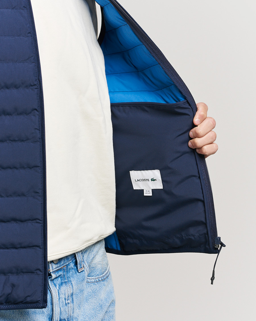 Herre | Vester | Lacoste | Lightweight Water-Resistant Quilted Zip Vest Navy Blue