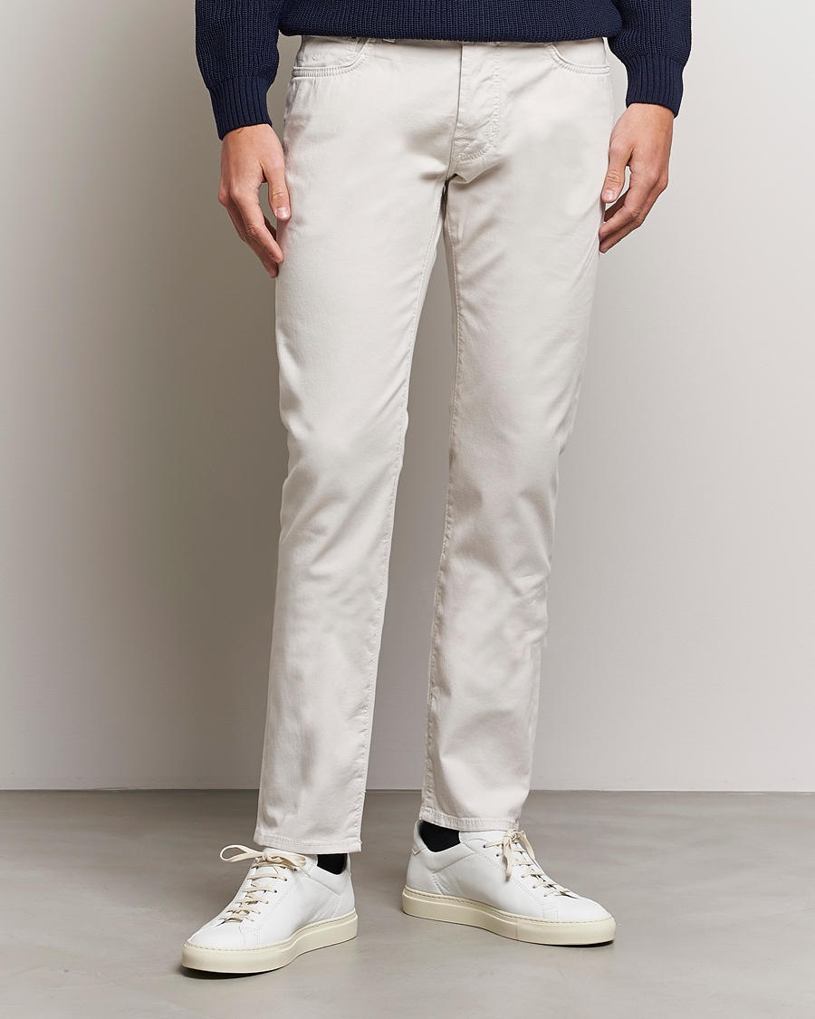 Herre | Bukser | Jacob Cohën | Bard Garment Dyed Gabardine Trousers Beige