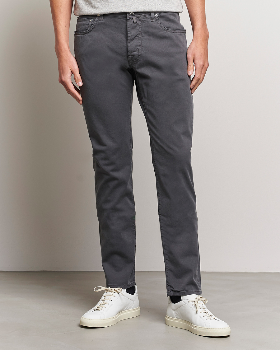 Herre | Italian Department | Jacob Cohën | Bard Garment Dyed Gabardine Trousers Grey