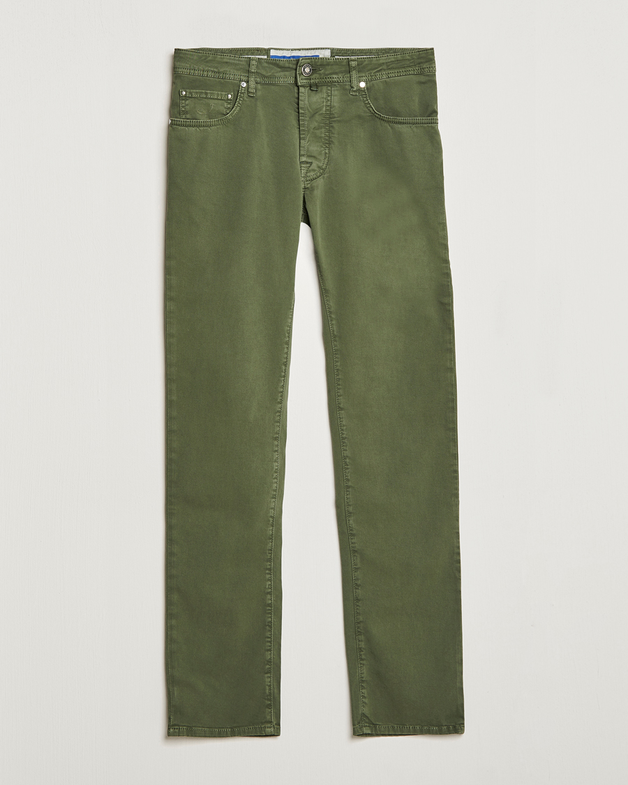 Herre | Bukser | Jacob Cohën | Bard Garment Dyed Gabardine Trousers Green