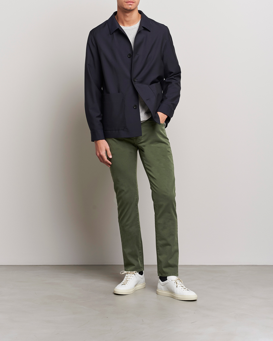 Herre | 5-lommersbukser | Jacob Cohën | Bard Garment Dyed Gabardine Trousers Green