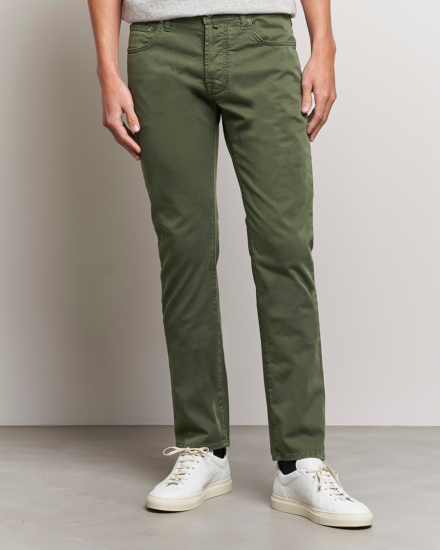 Herre |  | Jacob Cohën | Bard Garment Dyed Gabardine Trousers Green