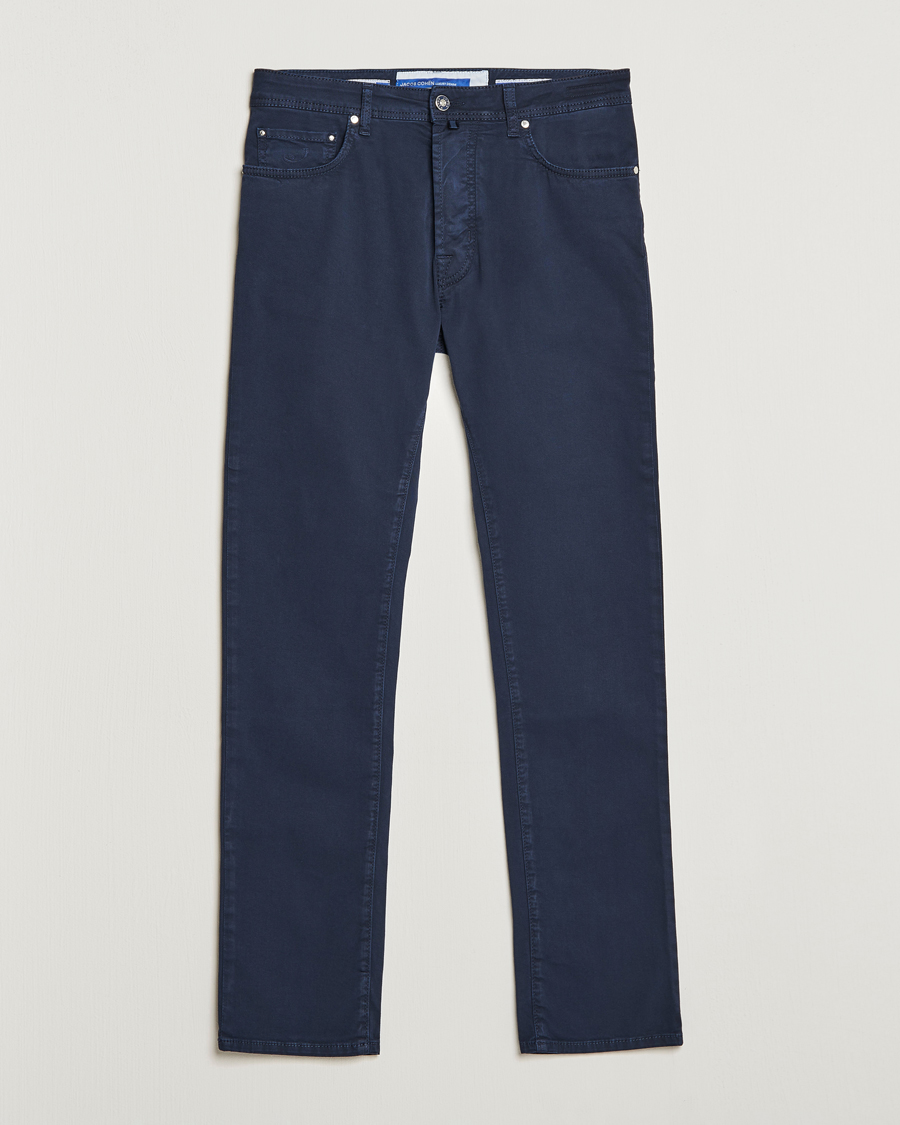 Herre | Bukser | Jacob Cohën | Bard Garment Dyed Gabardine Trousers Navy