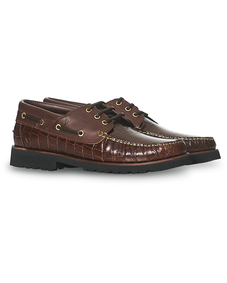 Herre | VINNY's Aztec Boat Shoe Brown Croc | VINNY's | Aztec Boat Shoe Brown Croc