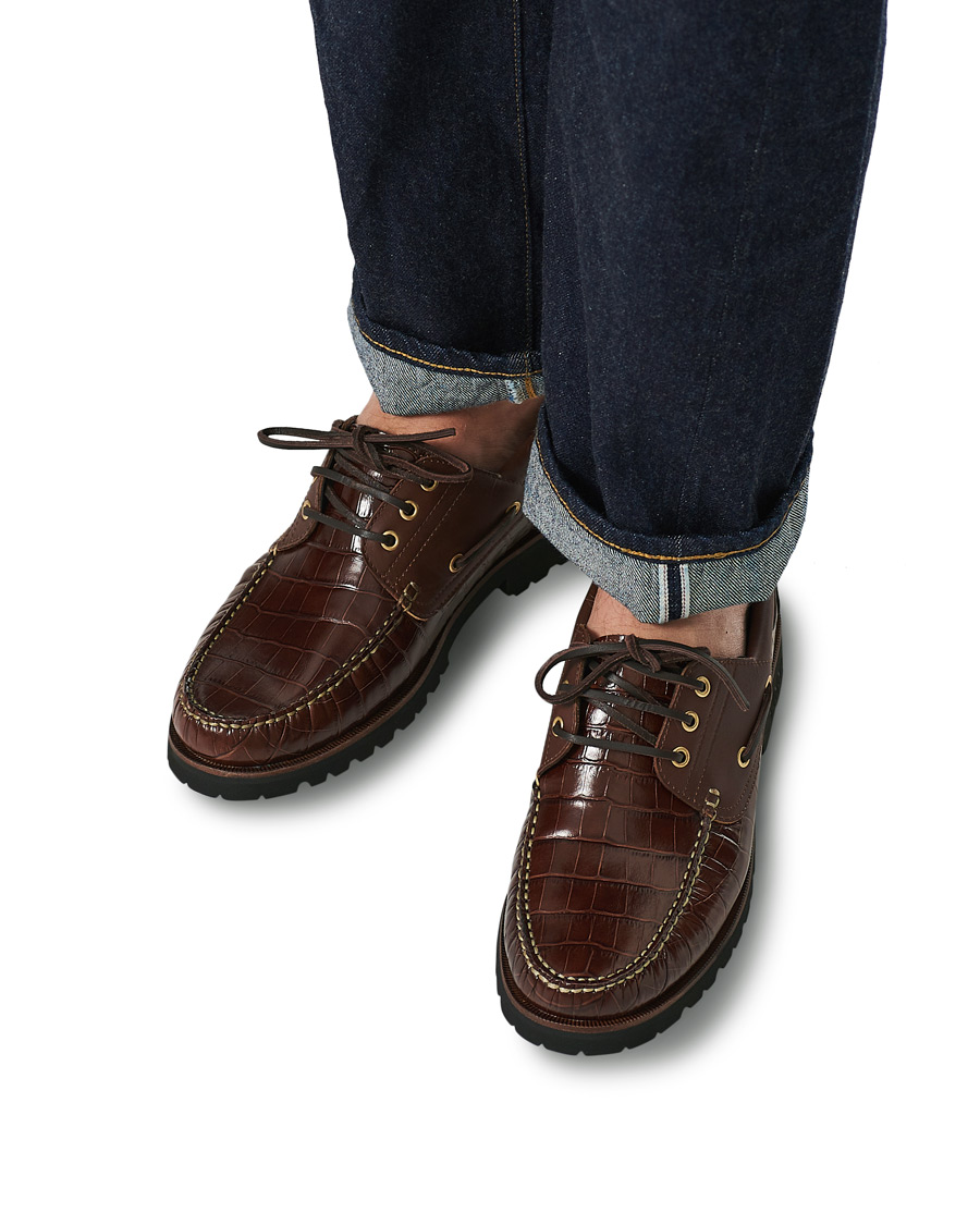 Herre | VINNY's Aztec Boat Shoe Brown Croc | VINNY's | Aztec Boat Shoe Brown Croc