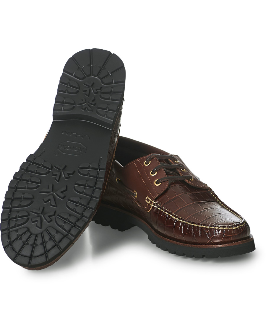 Herre | VINNY's Aztec Boat Shoe Brown Croc | VINNY's | Aztec Boat Shoe Brown Croc