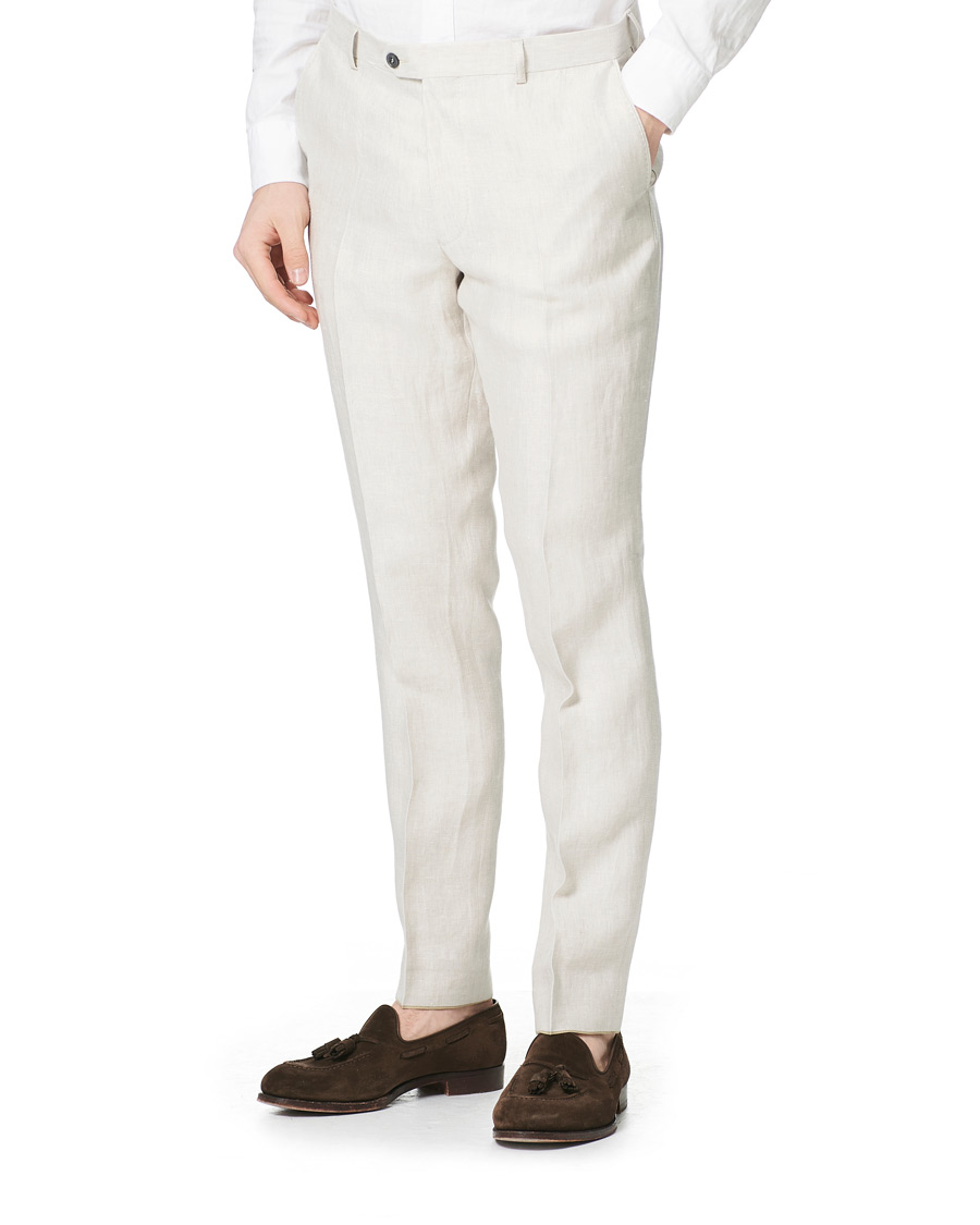 Herre | Bukser | Oscar Jacobson | Denz Linen Trousers Off White