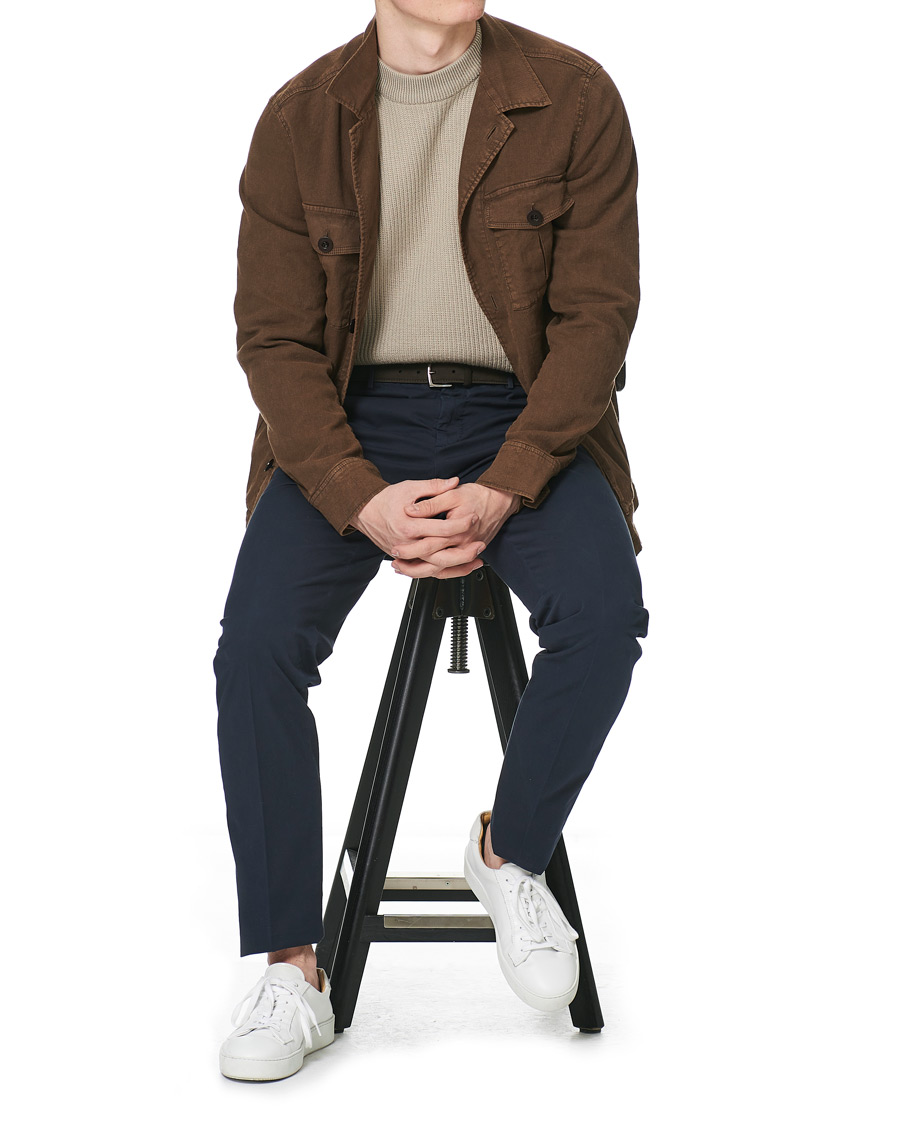 Herre | Skjorter | Oscar Jacobson | Linen Safari Shirt Jacket Brown