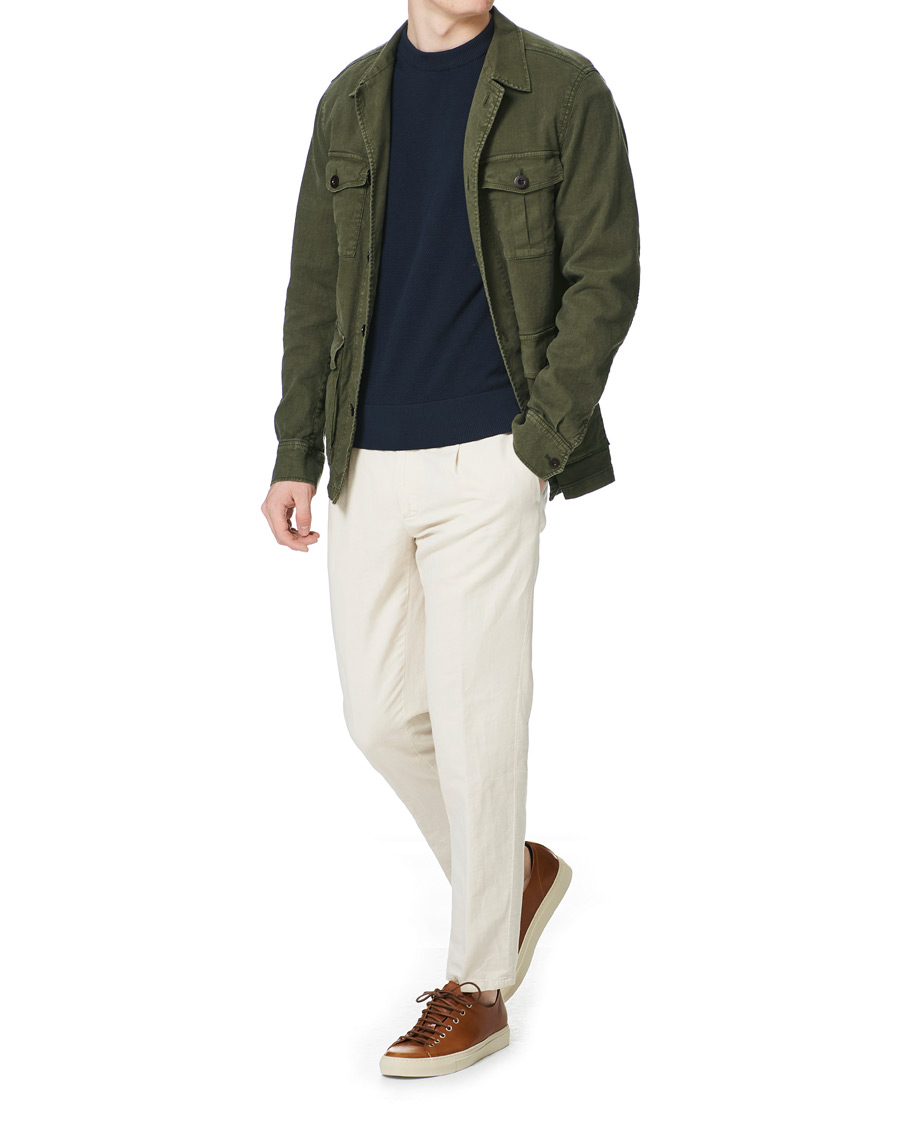 Herre | Skjorter | Oscar Jacobson | Linen Safari Shirt Jacket Olive