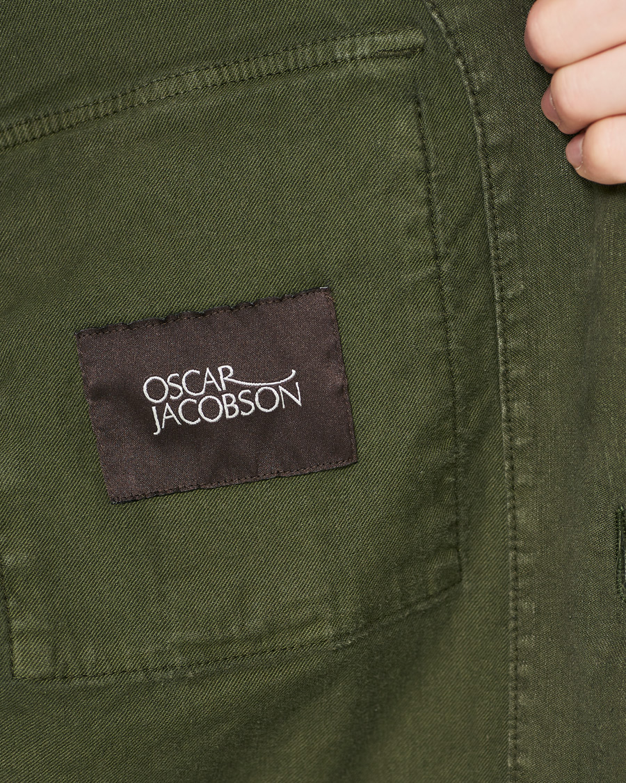 Herre | Skjorter | Oscar Jacobson | Linen Safari Shirt Jacket Olive