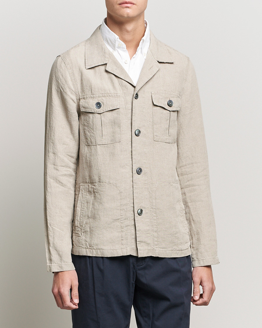 Herre | Skjorter | Oscar Jacobson | Holger Linnen Overshirt Beige
