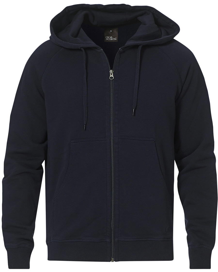 Herre | Gensere | Oscar Jacobson | Olof Full Zip Cotton Hood Navy