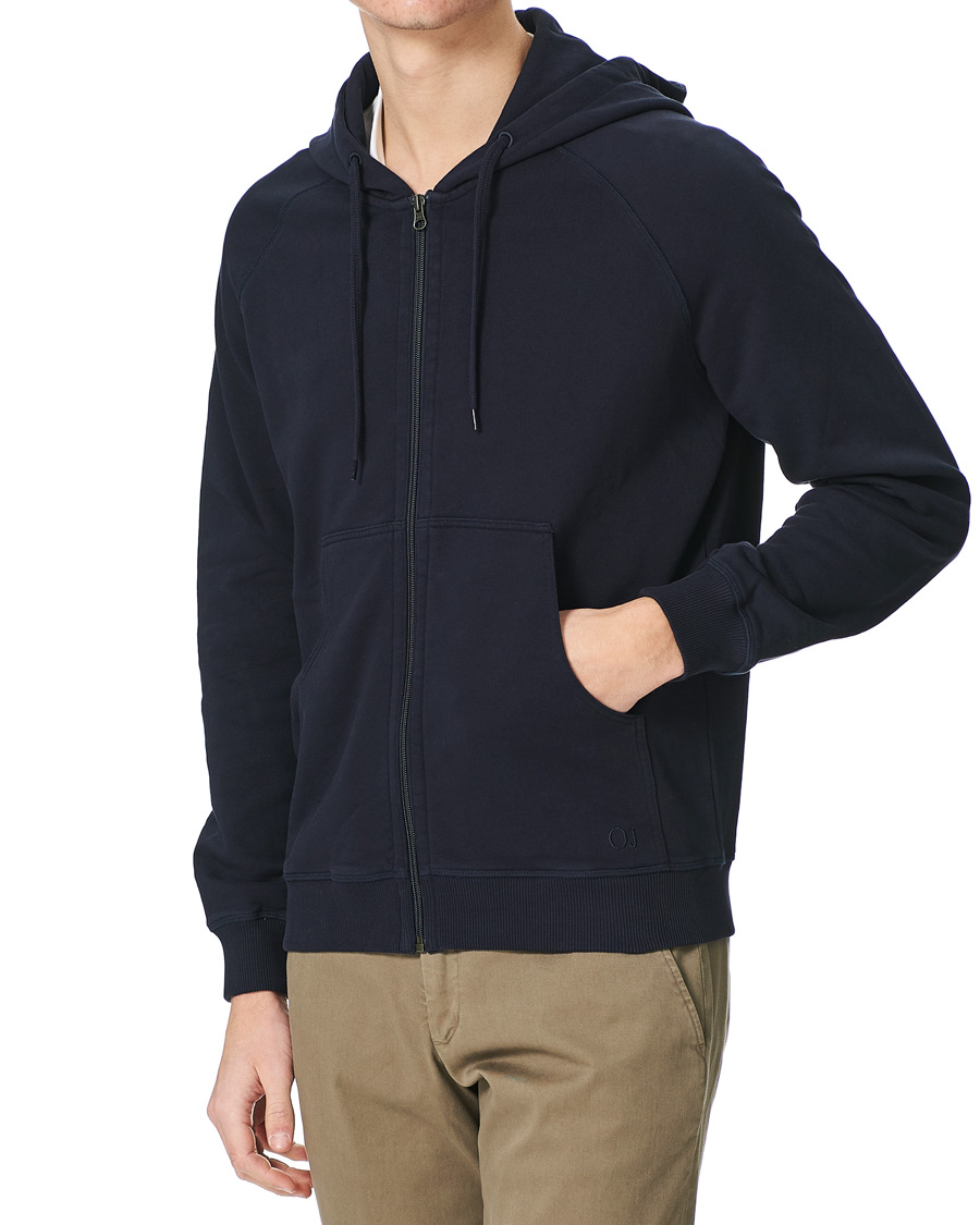 Herre | Gensere | Oscar Jacobson | Olof Full Zip Cotton Hood Navy