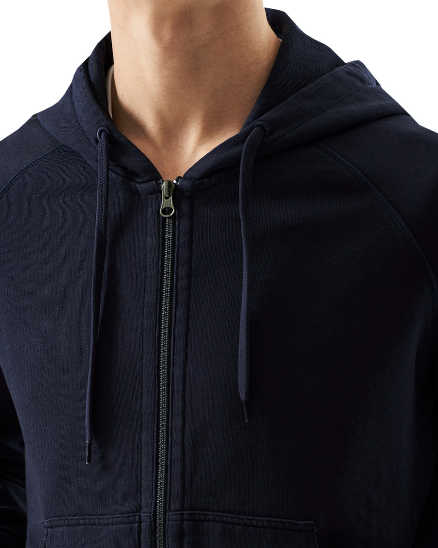 Herre | Gensere | Oscar Jacobson | Olof Full Zip Cotton Hood Navy