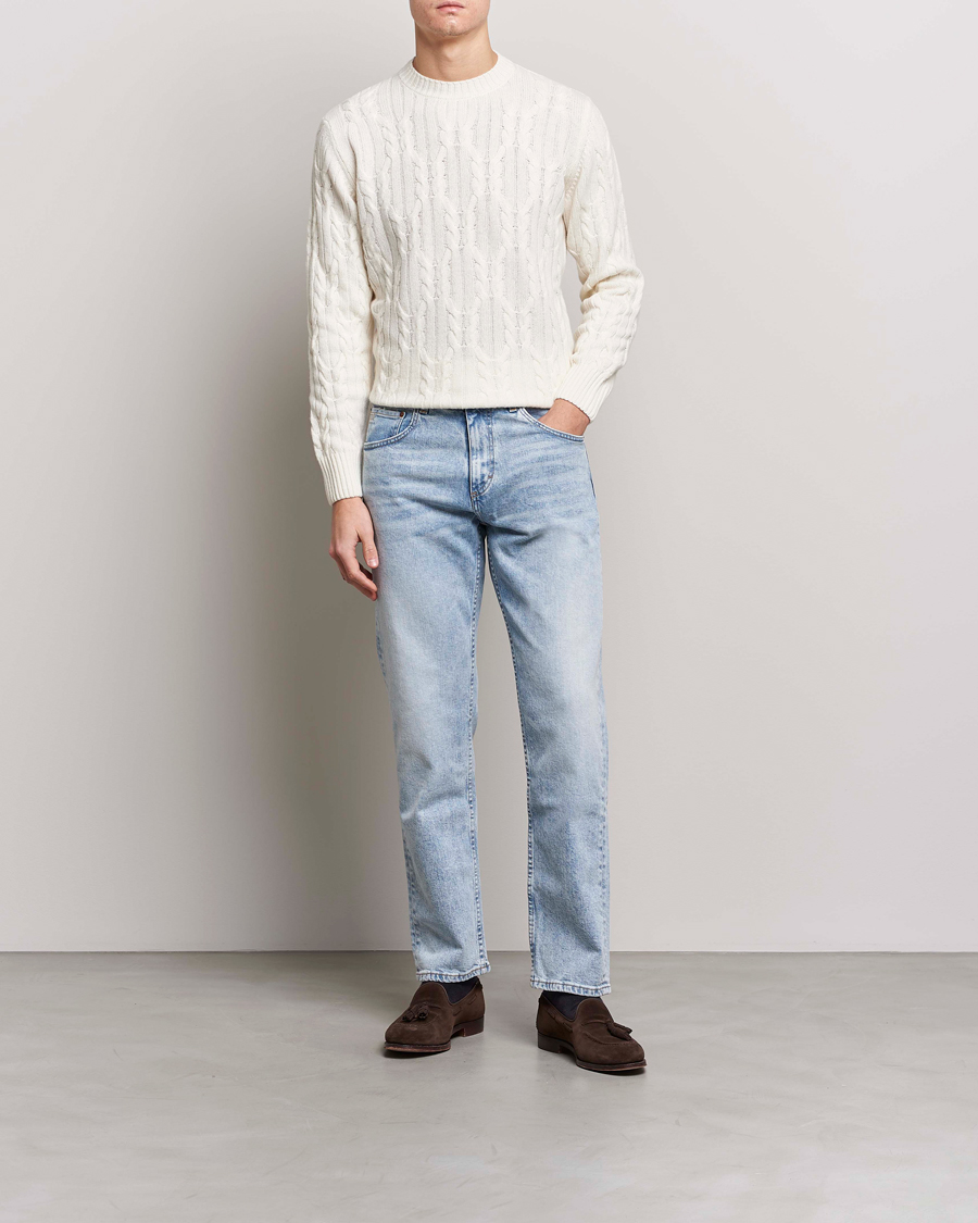 Herre |  | Oscar Jacobson | Johan Straight Fit Cotton Stretch Jeans Light Wash