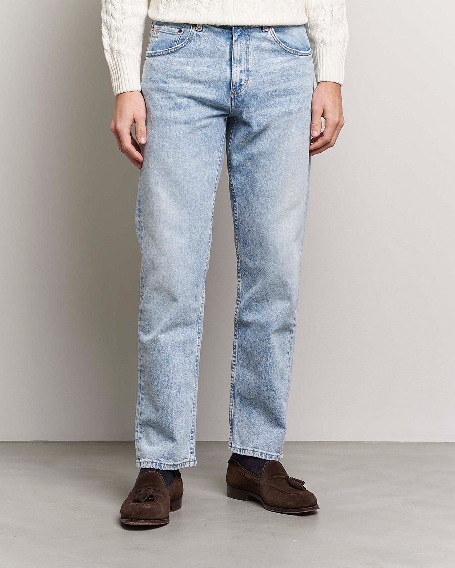 Herre | Oscar Jacobson | Oscar Jacobson | Johan Straight Fit Cotton Stretch Jeans Light Wash