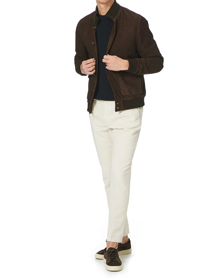 Herre | Bukser | Briglia 1949 | Easy Fit Pleated Linen Trousers Cream