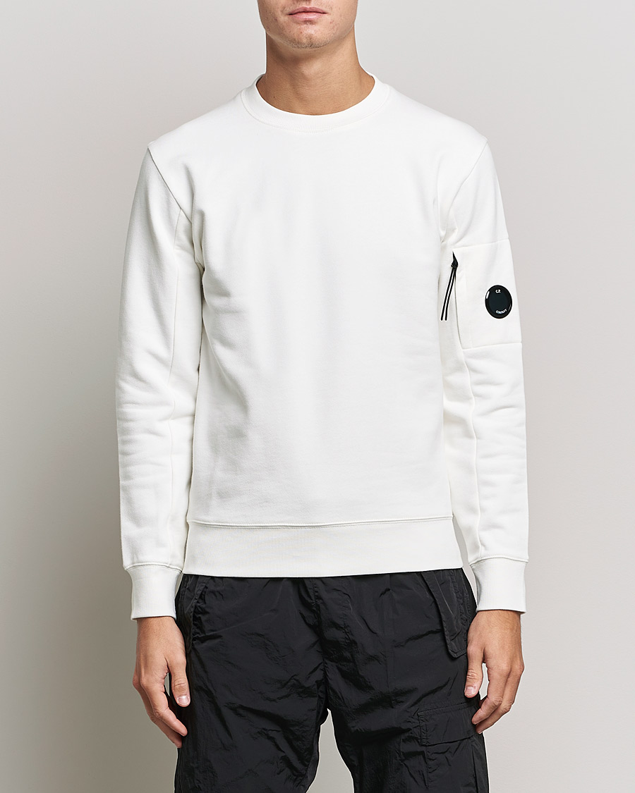 Herre | Gensere | C.P. Company | Diagonal Raised Fleece Lens Sweatshirt White