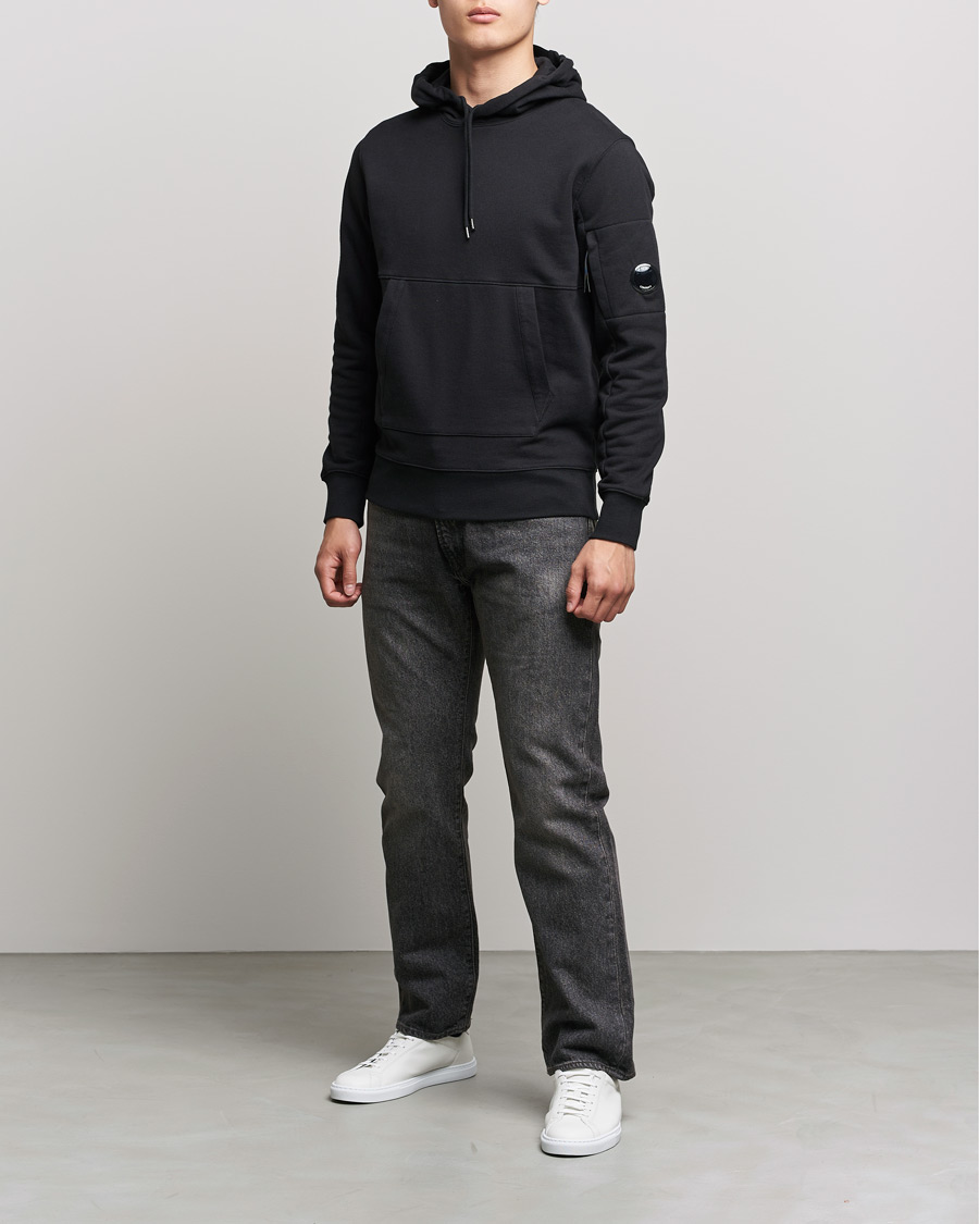 Herre | Contemporary Creators | C.P. Company | Diagonal Raised Fleece Hooded Lens Sweatshirt Black