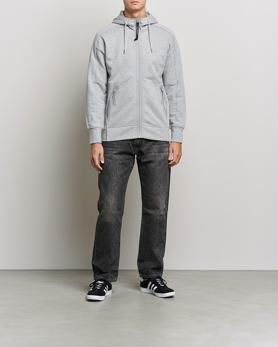Herre | Gensere | C.P. Company | Diagonal Raised Fleece Full Zip Goggle Hoodie Grey