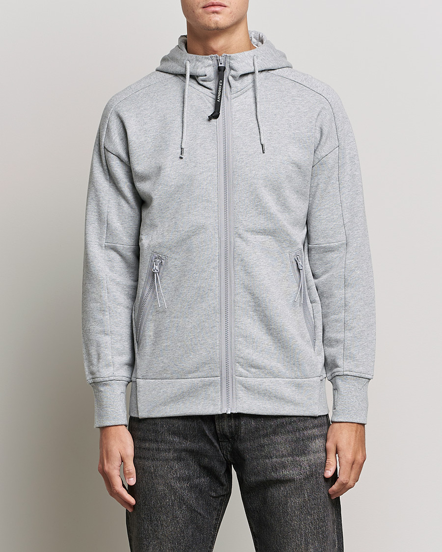 Herre | Gensere | C.P. Company | Diagonal Raised Fleece Full Zip Goggle Hoodie Grey
