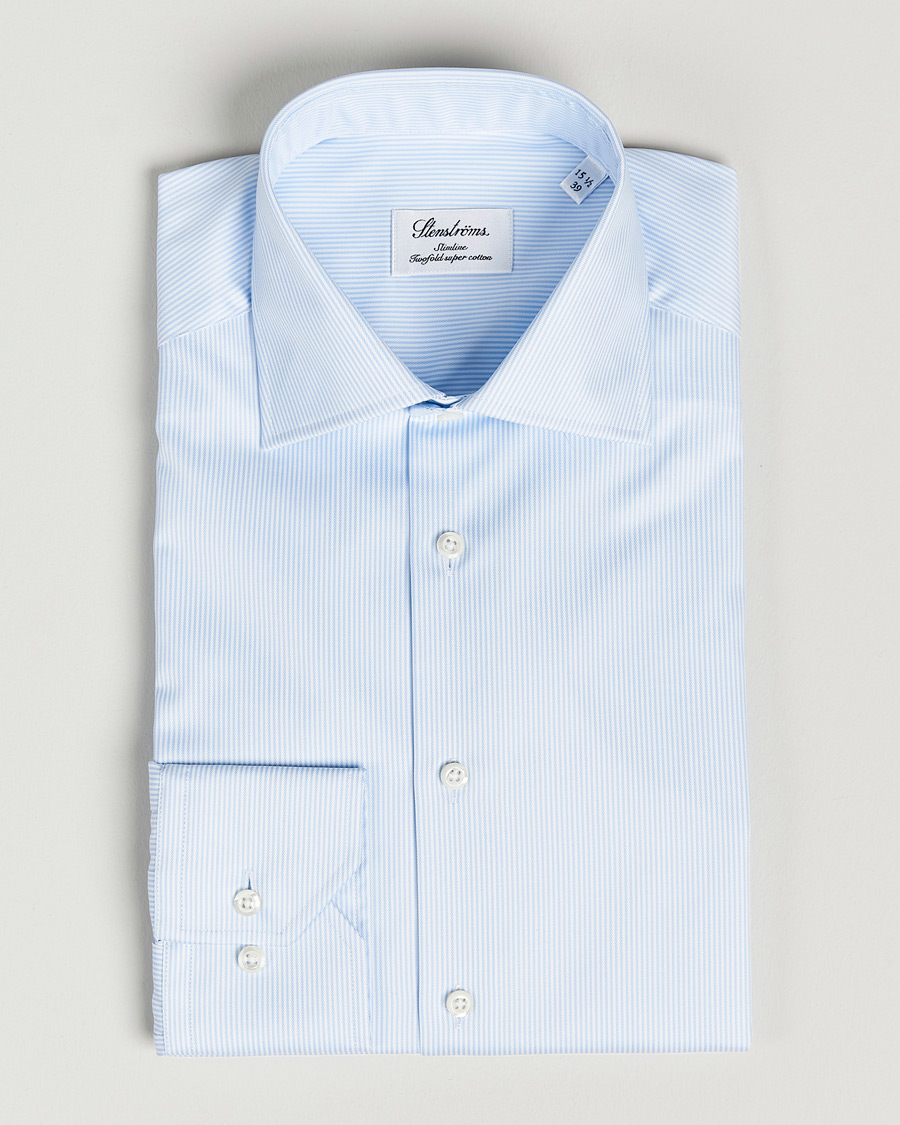 Herre | Skjorter | Stenströms | Slimline Thin Stripe Shirt White/Blue