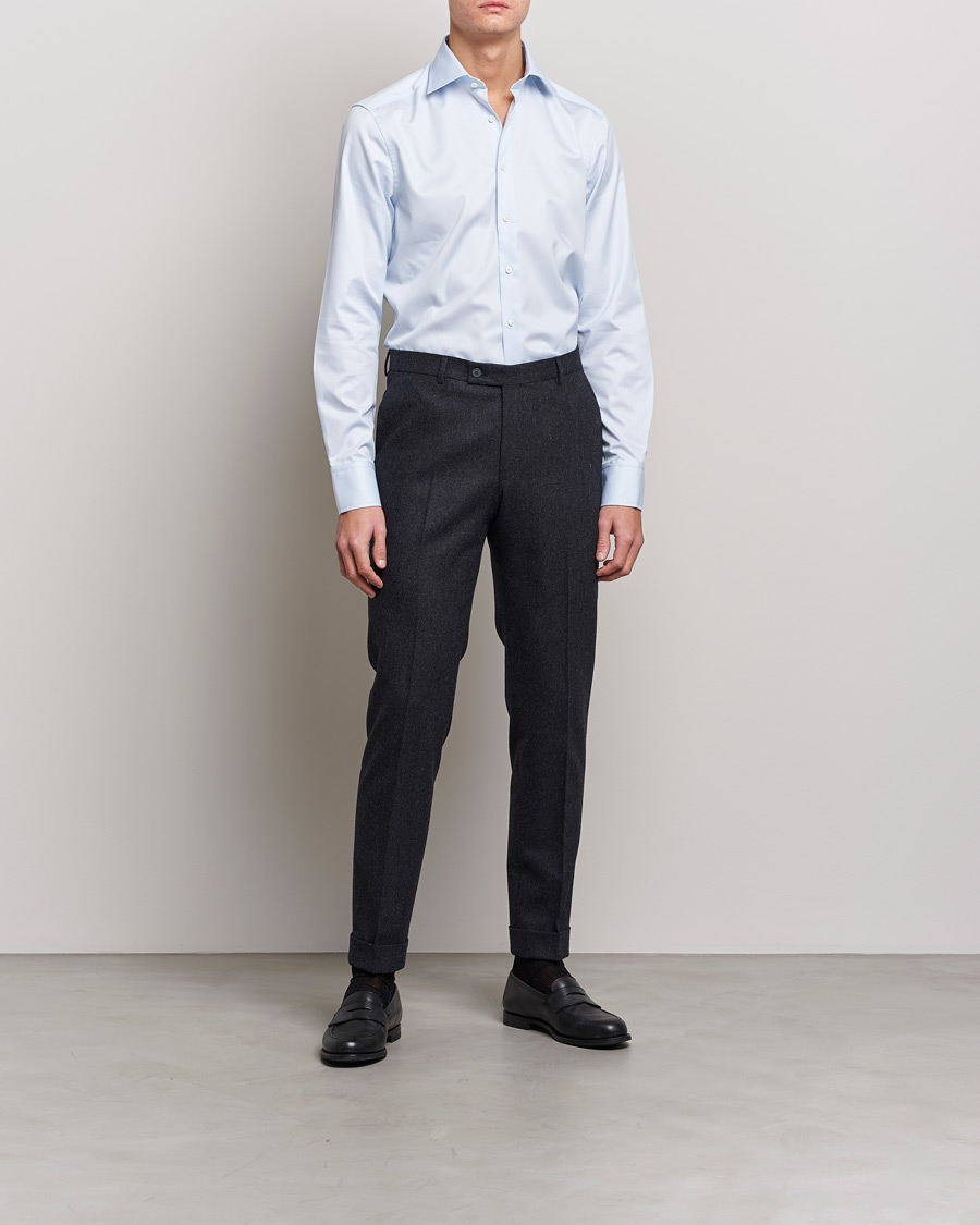 Herre | Skjorter | Stenströms | Slimline Thin Stripe Shirt White/Blue