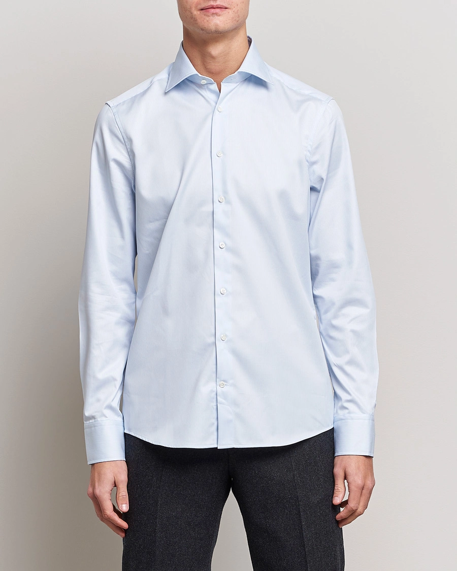 Herre | Formelle | Stenströms | Slimline Thin Stripe Shirt White/Blue