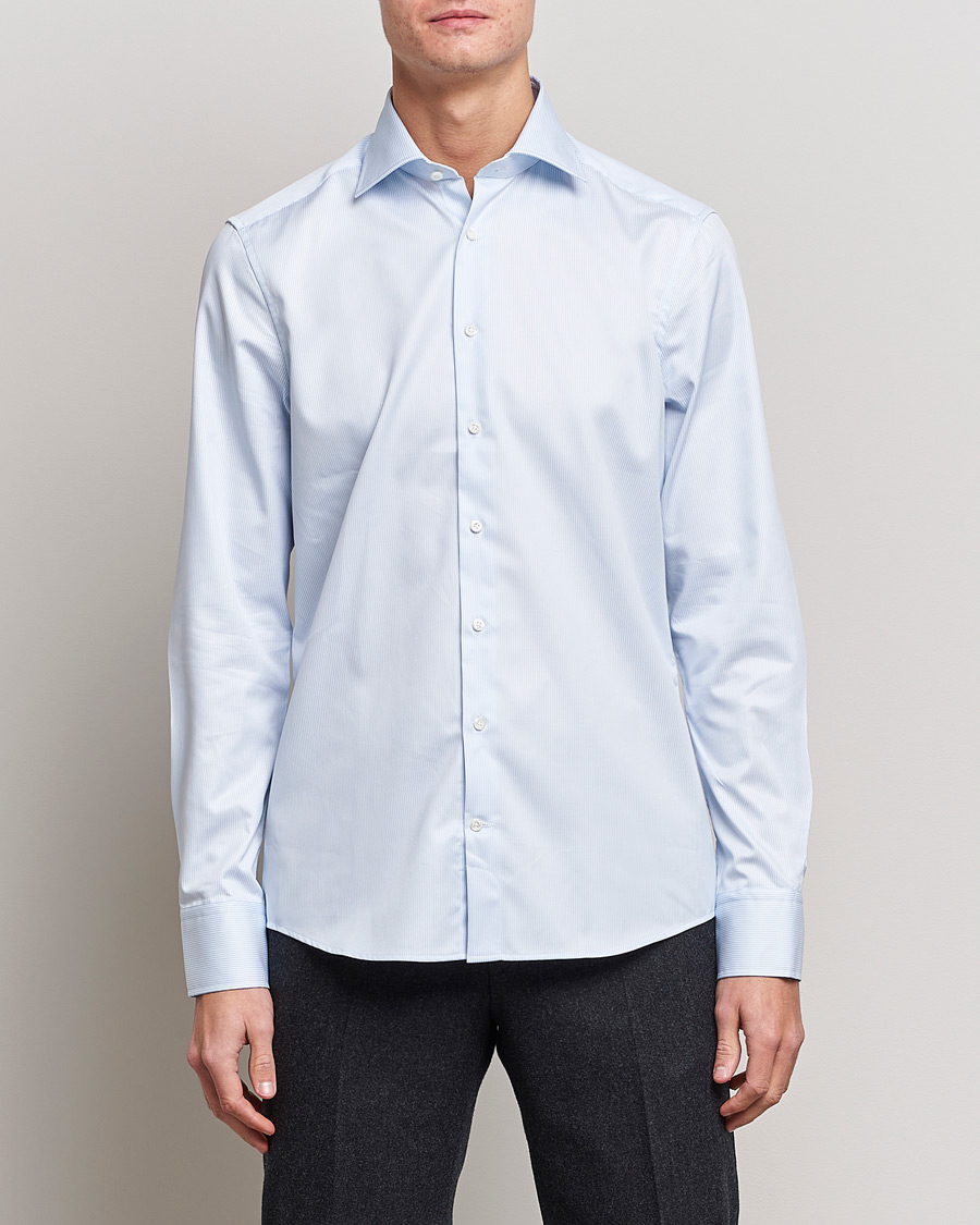 Herre |  | Stenströms | Slimline Thin Stripe Shirt White/Blue