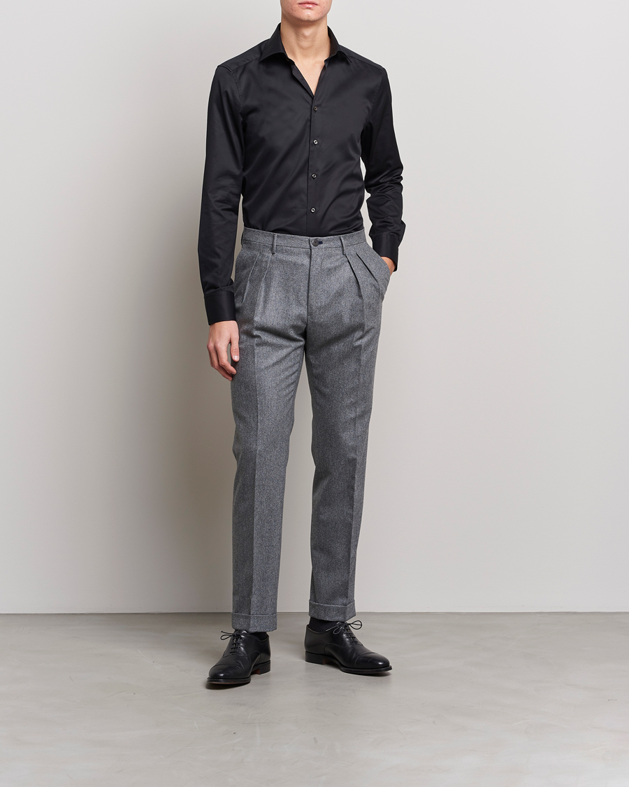 Herre | Formelle | Stenströms | Slimline Cut Away Shirt Black