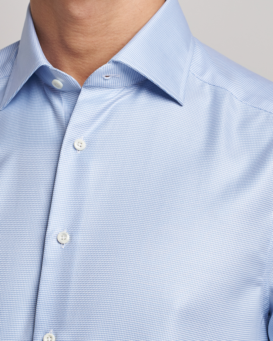 Herre | Skjorter | Stenströms | Slimline Houndstooth Shirt Light Blue