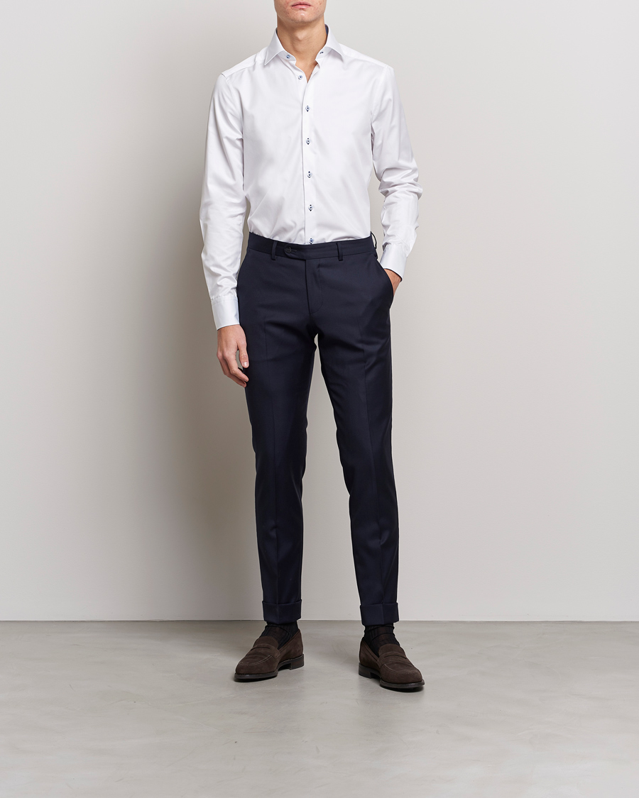 Herre | Skjorter | Stenströms | Slimline Contrast Cut Away Shirt White