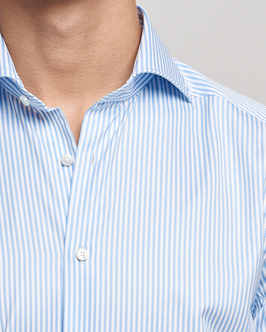 Herre | Skjorter | Stenströms | Slimline Stripe Cut Away Shirt Light Blue