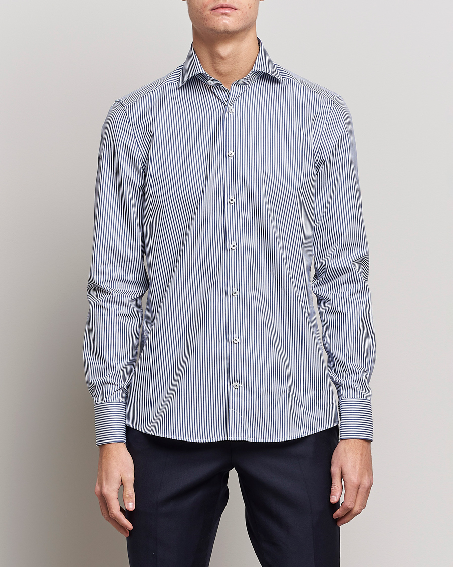 Herre | Skjorter | Stenströms | Slimline Stripe Cut Away Shirt Navy