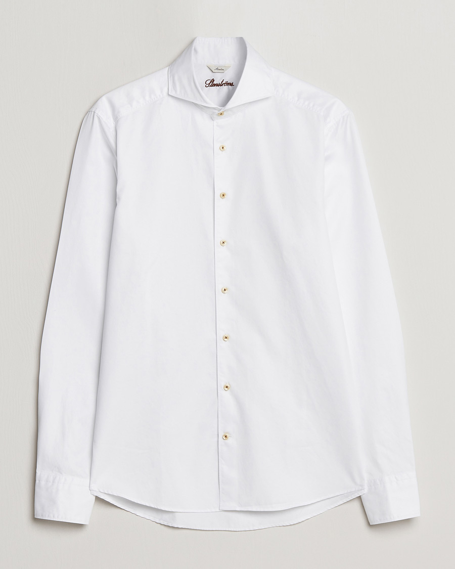 Herre | Skjorter | Stenströms | Slimline Washed Cotton Shirt White