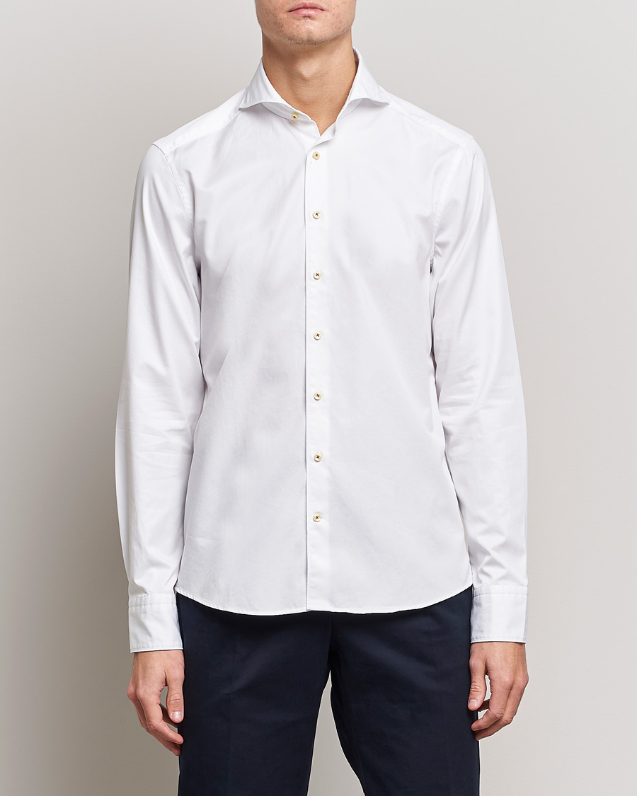 Herre | Skjorter | Stenströms | Slimline Washed Cotton Shirt White