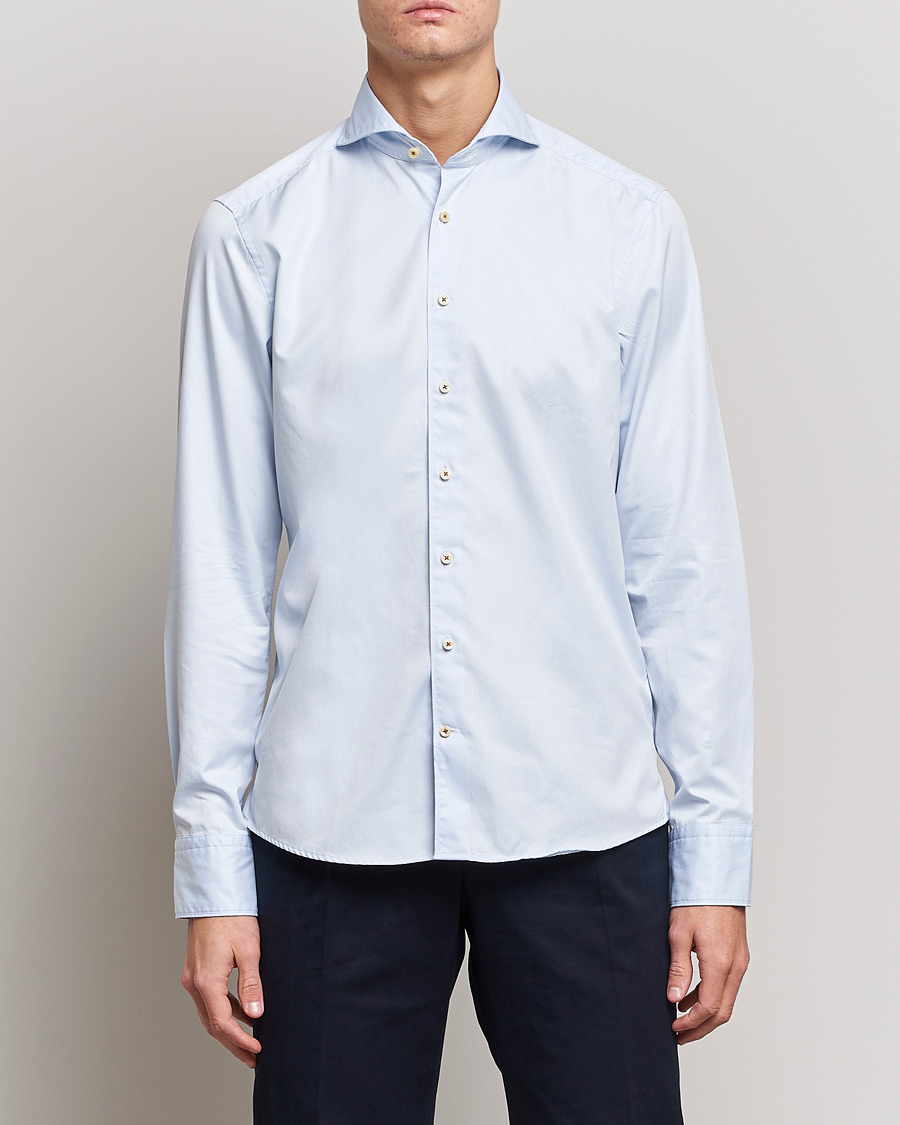 Herre | Casualskjorter | Stenströms | Slimline Washed Cotton Shirt Light Blue