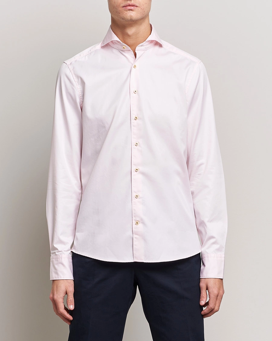 Herre |  | Stenströms | Slimline Washed Cotton Shirt Pink