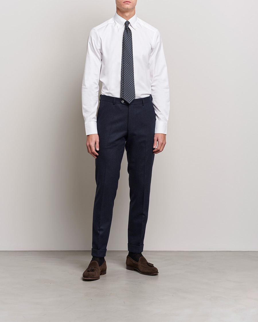Herre | Businesskjorter | Stenströms | Slimline Pinpoint Oxford Button Down Shirt White