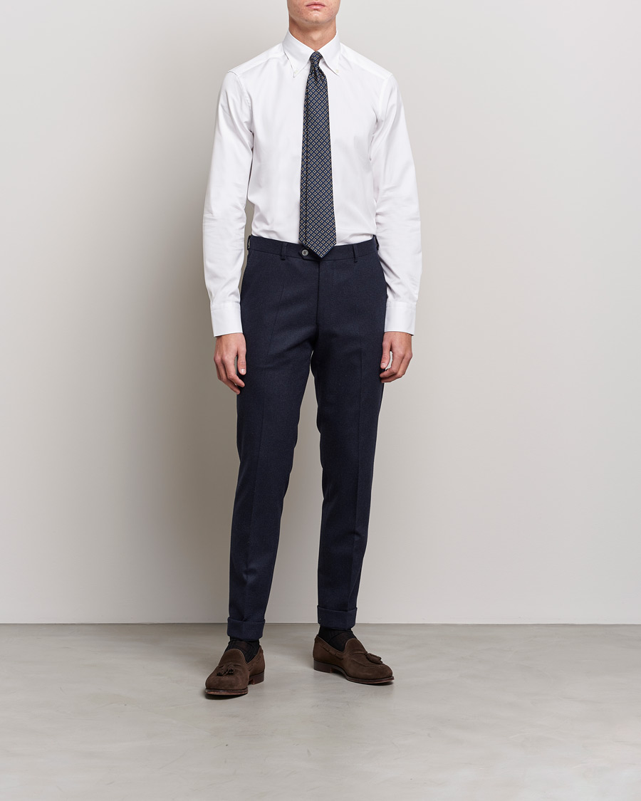 Herre | Skjorter | Stenströms | Slimline Pinpoint Oxford Button Down Shirt White