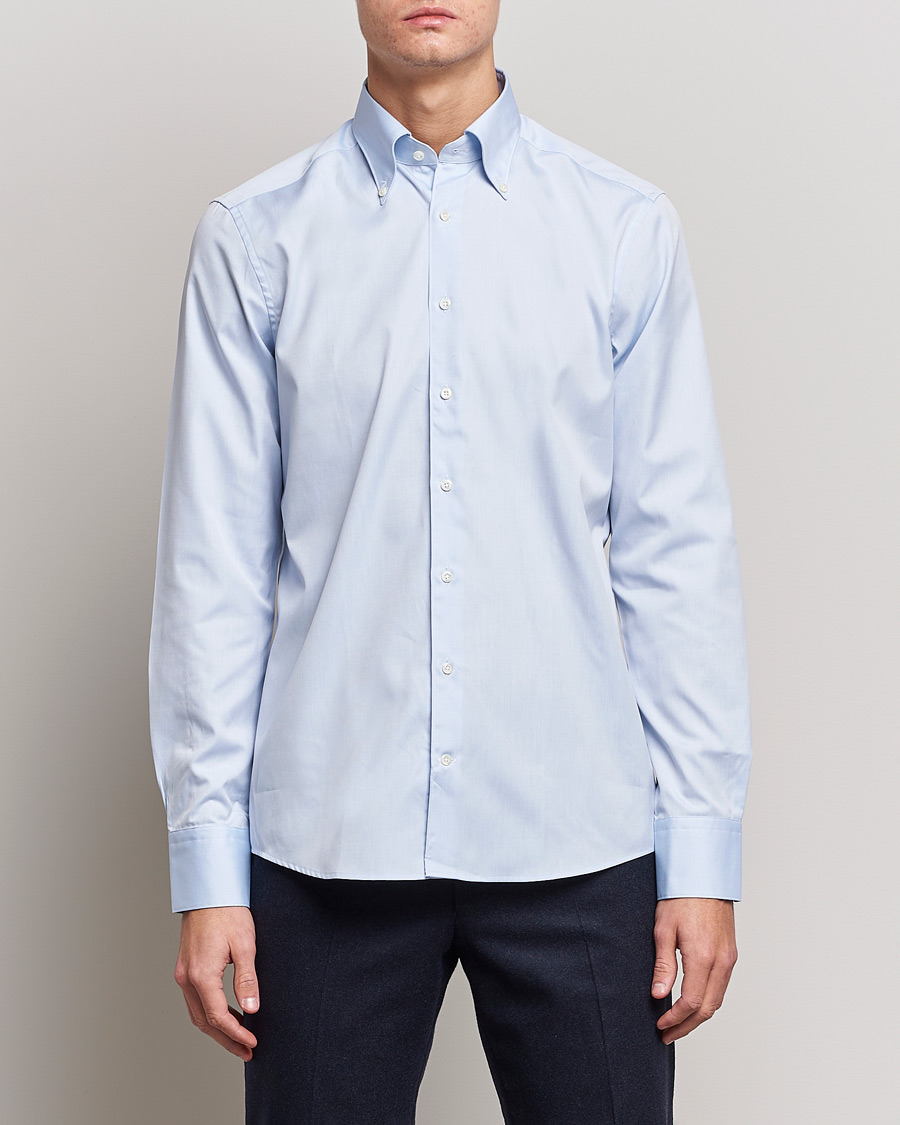 Herre | Businesskjorter | Stenströms | Slimline Pinpoint Oxford Button Down Shirt Light Blue