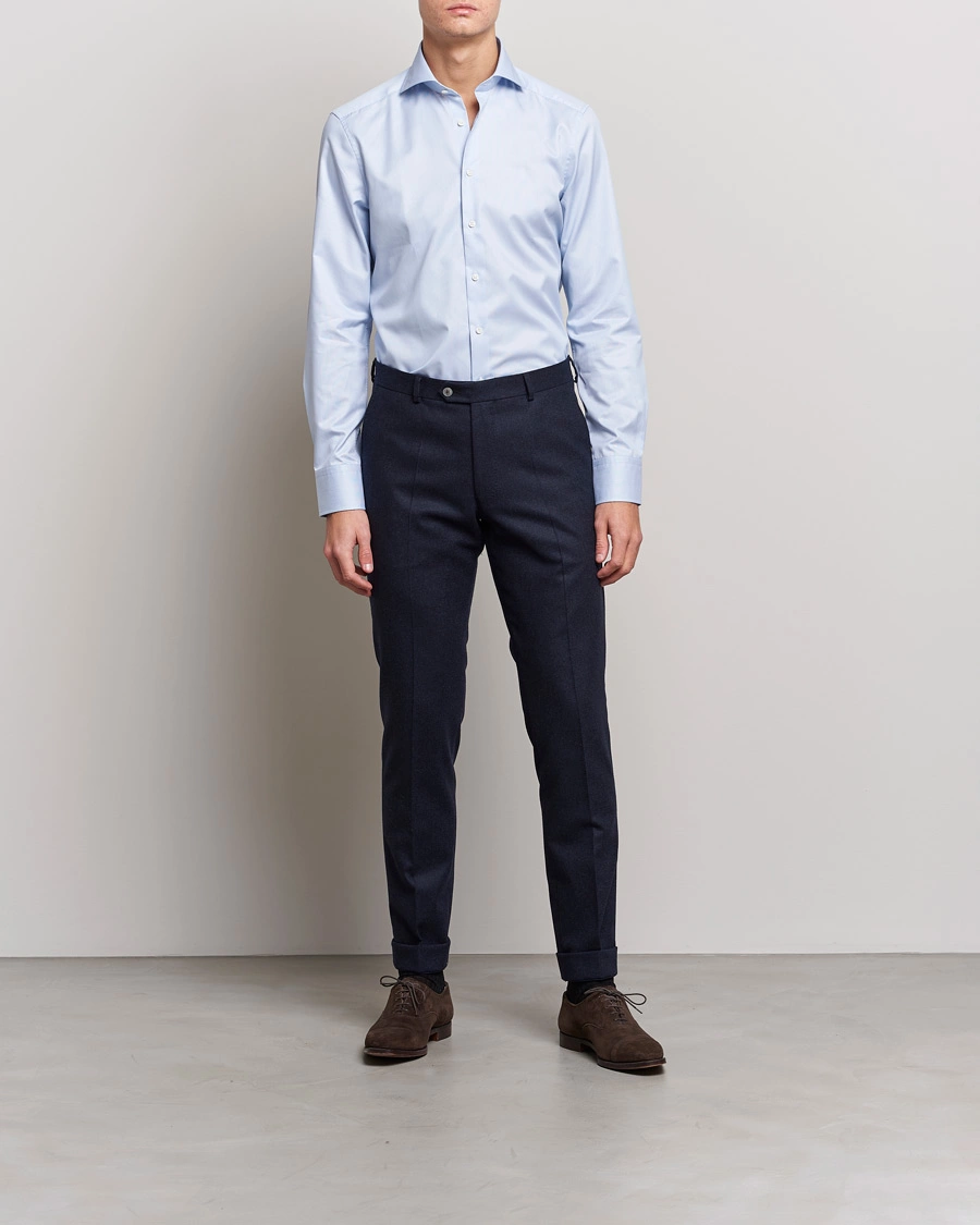 Herre |  | Stenströms | Slimline Micro Stripe Cut Away Shirt Blue