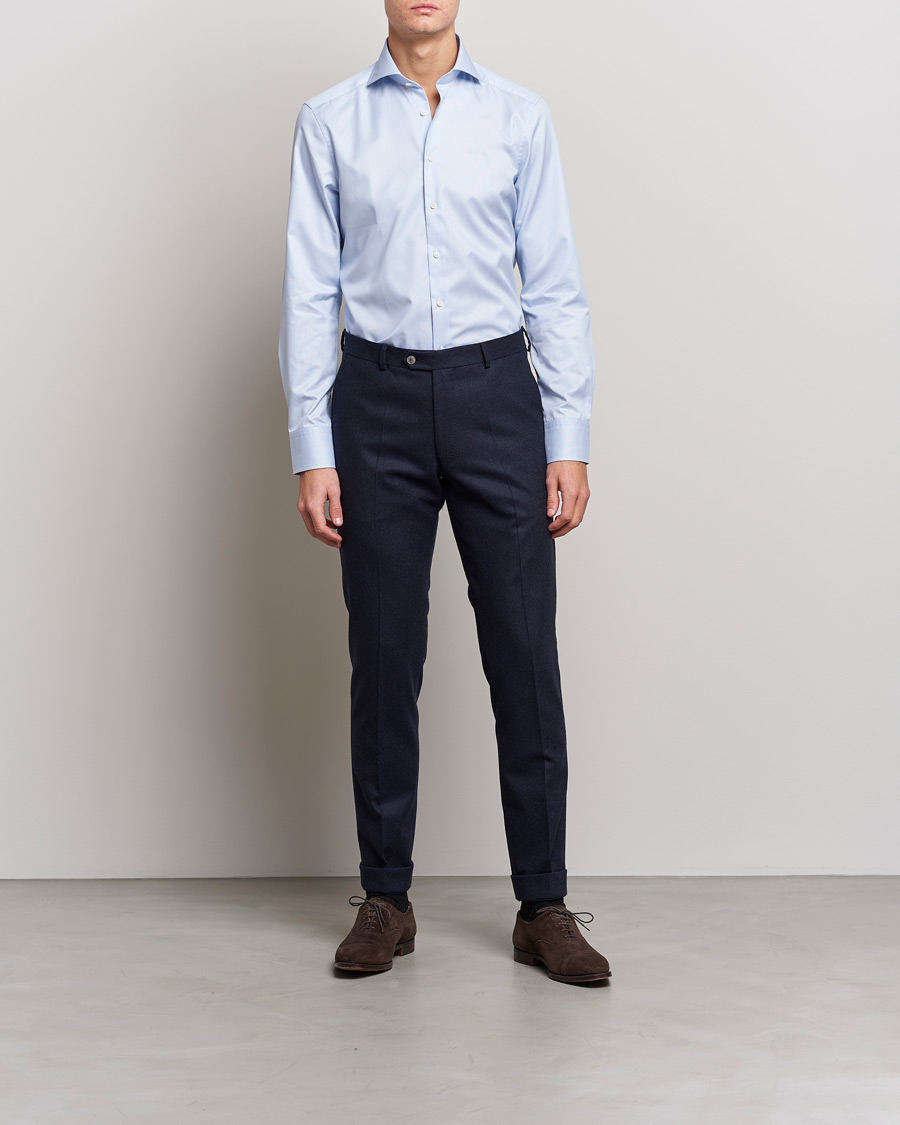 Herre | Formelle | Stenströms | Slimline Micro Stripe Cut Away Shirt Blue