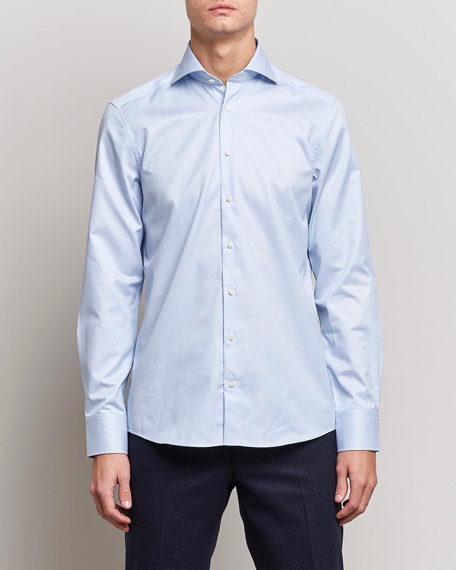 Herre | Formelle | Stenströms | Slimline Micro Stripe Cut Away Shirt Blue