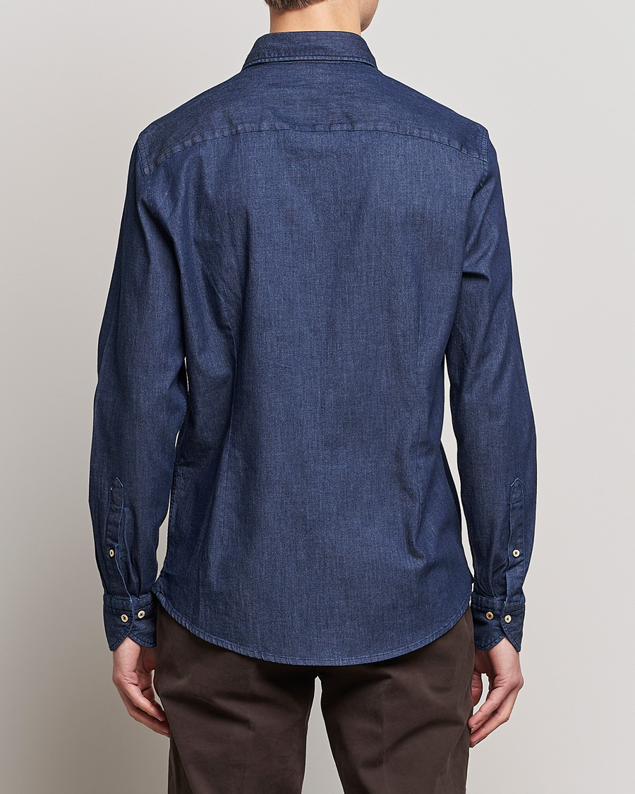 Herre | Skjorter | Stenströms | Slimline Garment Washed Shirt Dark Denim