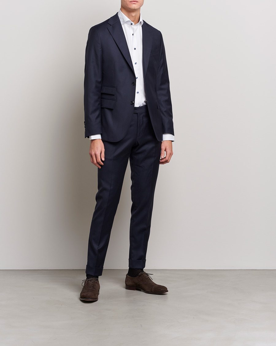 Herre | Skjorter | Stenströms | Slimline Micro Check Contrast Shirt White