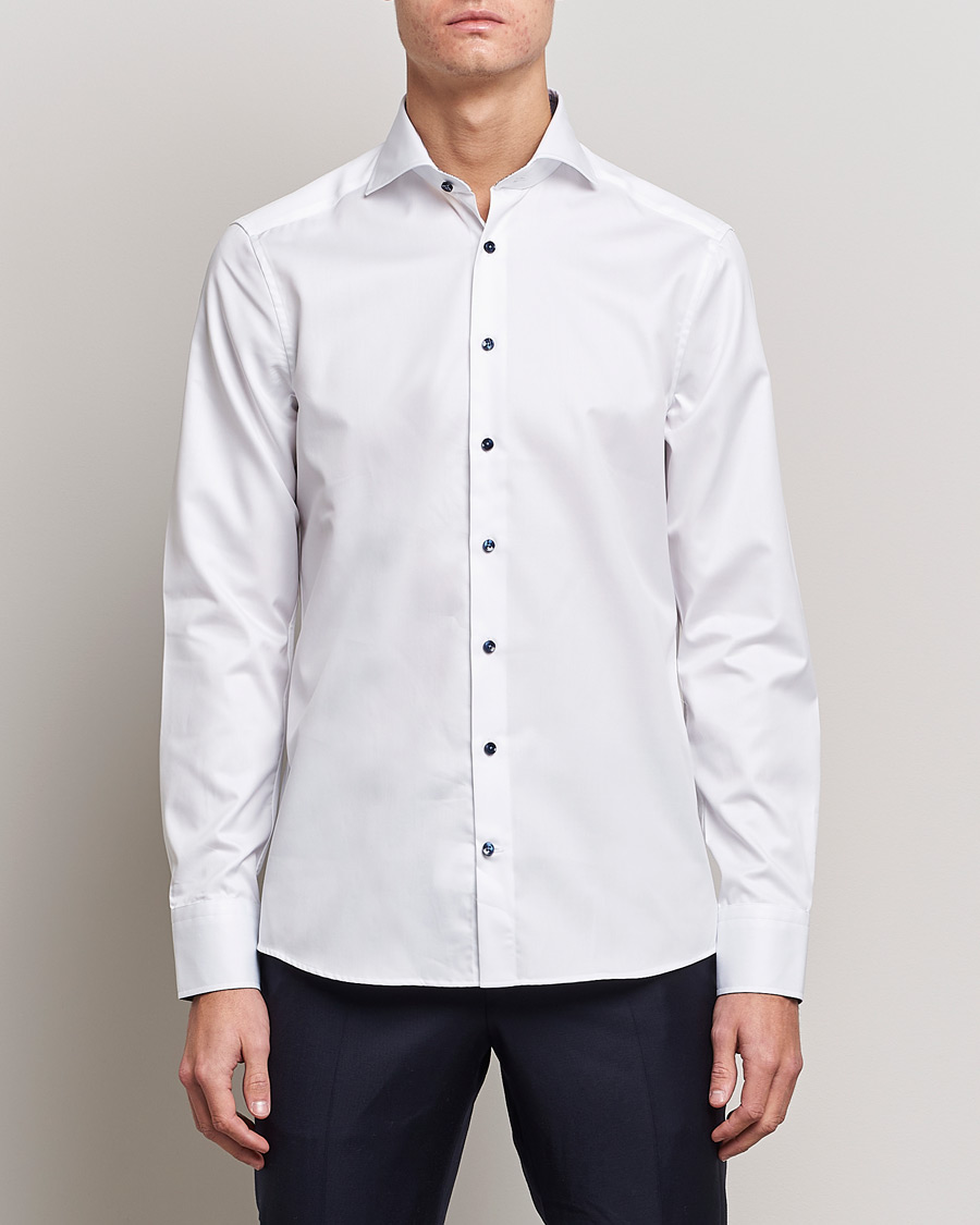 Herre | Skjorter | Stenströms | Slimline Micro Check Contrast Shirt White