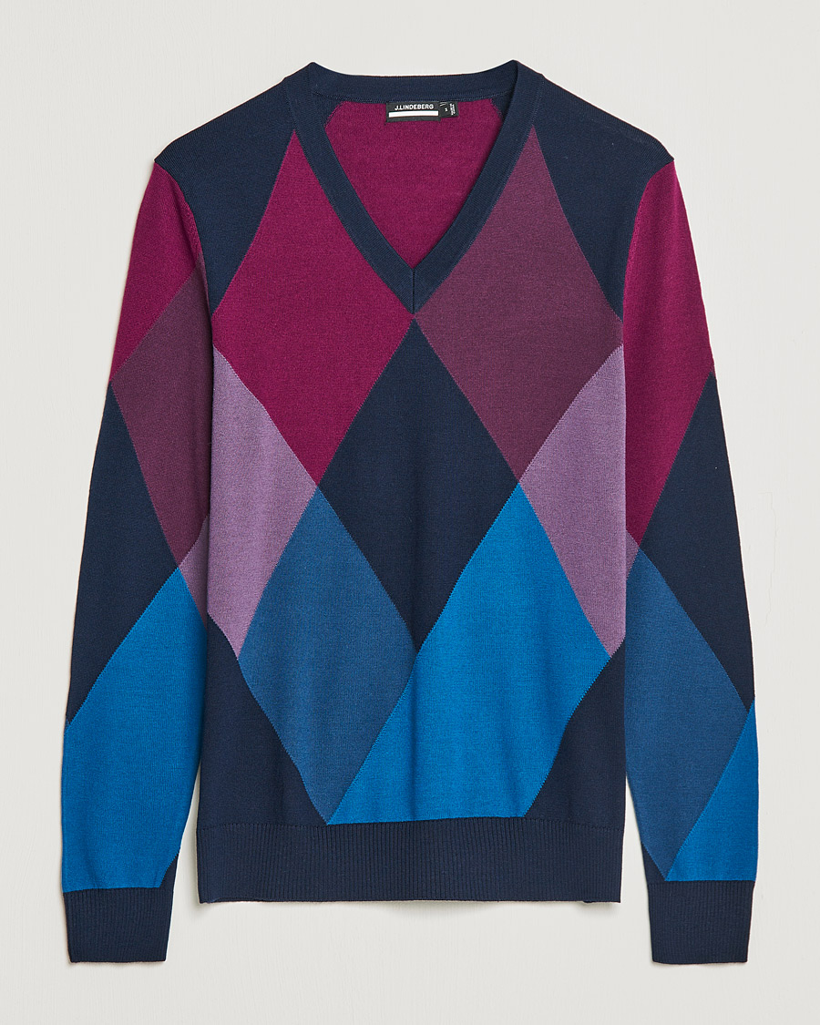 Herre | Gensere | J.Lindeberg | Active Argyle Golf Sweater Navy