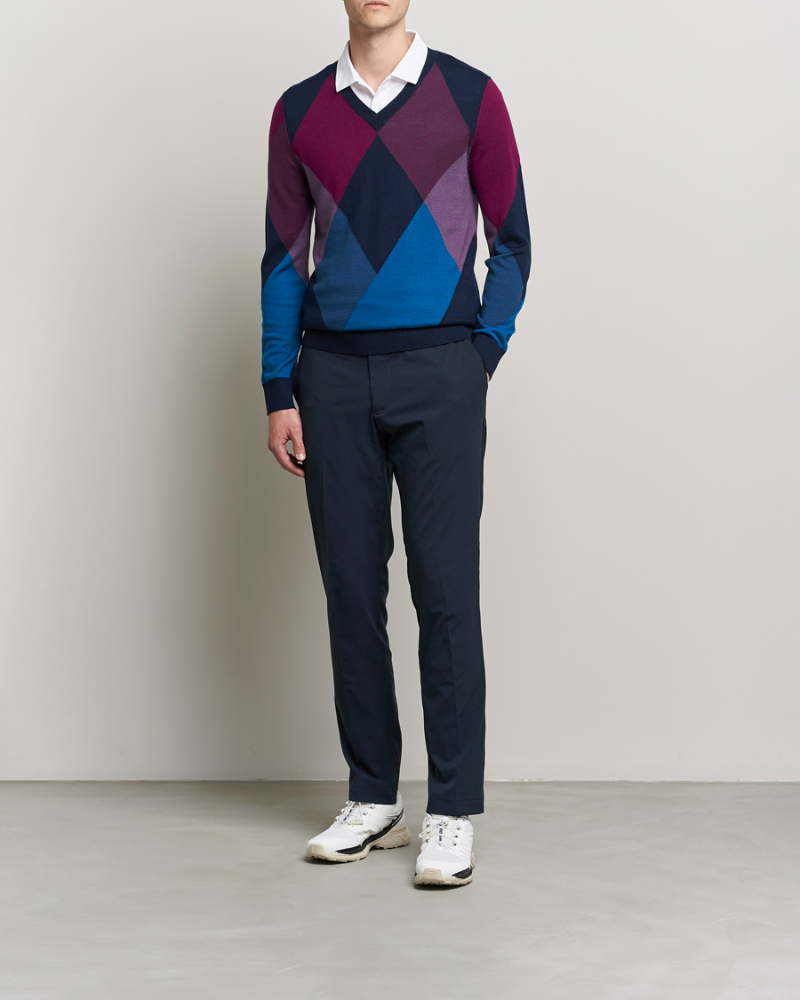 Herre | Gensere | J.Lindeberg | Active Argyle Golf Sweater Navy