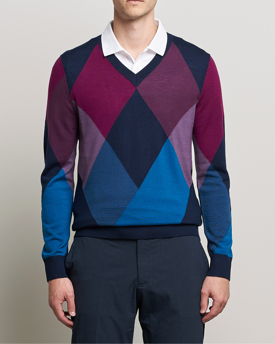 Herre | Gensere | J.Lindeberg | Active Argyle Golf Sweater Navy